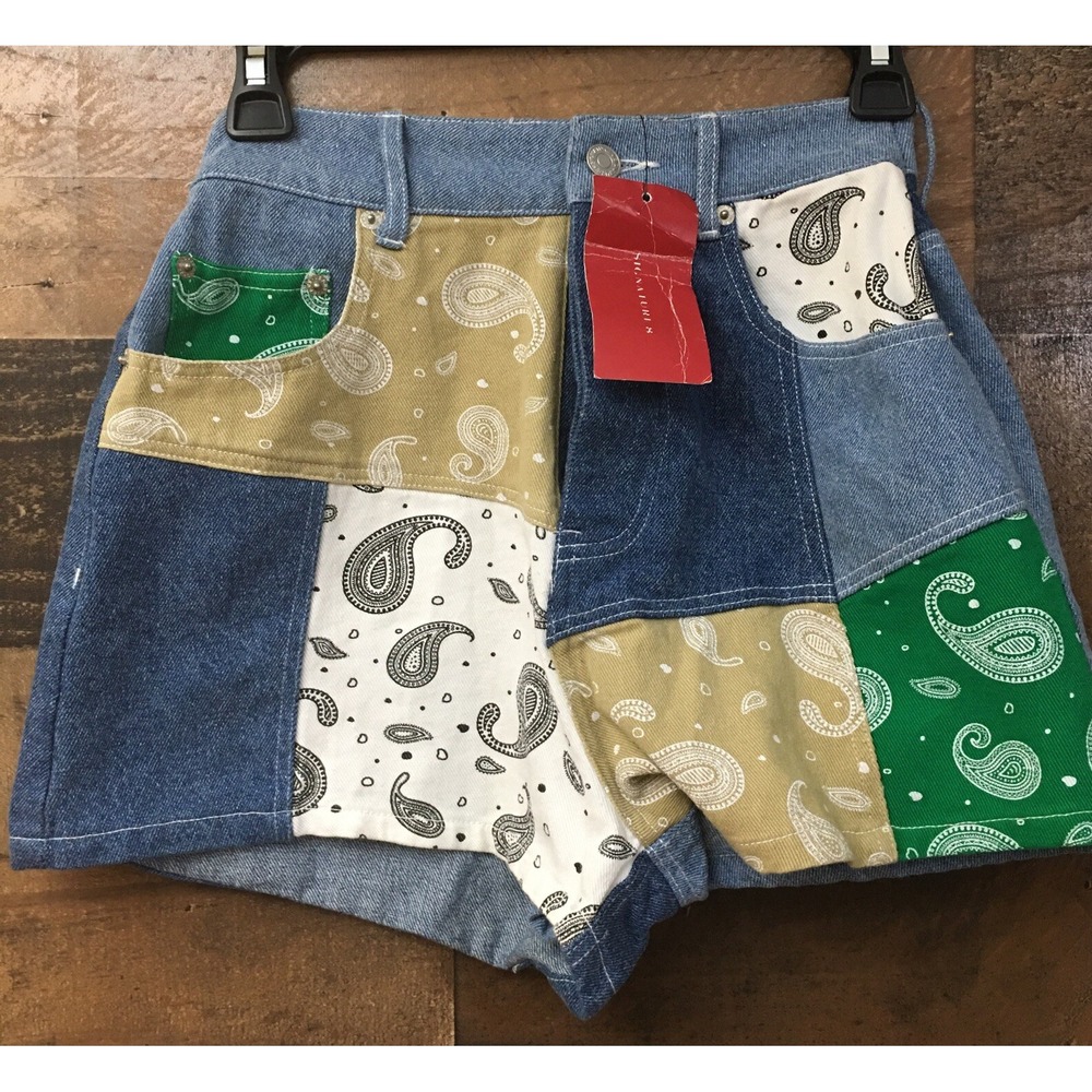 NWT Patchwork Boho Shorts Women Small Boho Festival Paisley Y2K Beach READ
